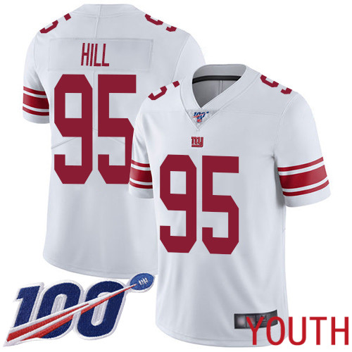 Youth New York Giants #95 B.J. Hill White Vapor Untouchable Limited Player 100th Season Football NFL Jersey->youth nfl jersey->Youth Jersey